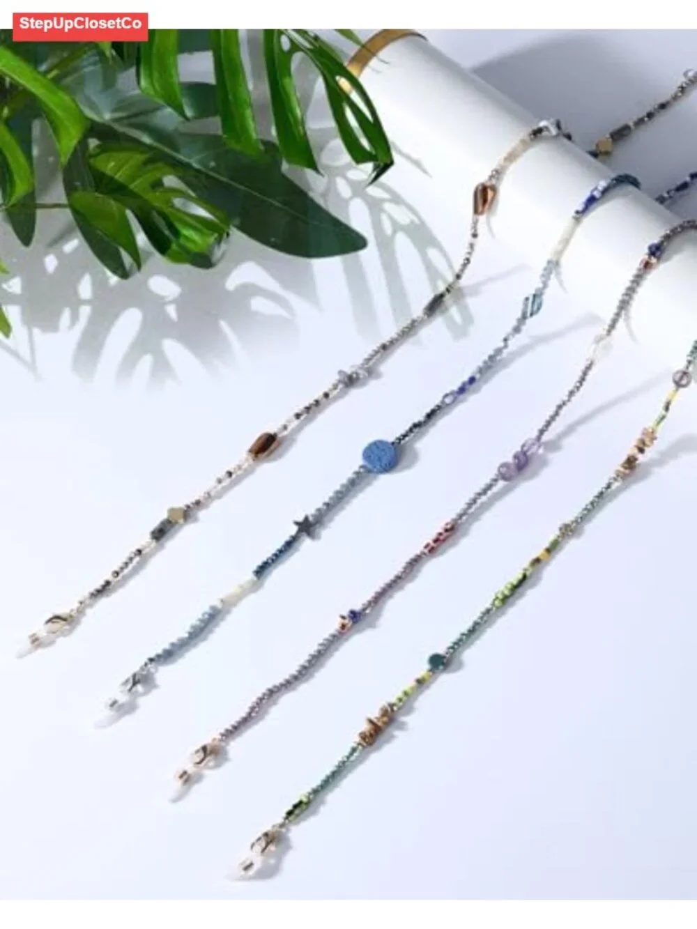 Beaded Crystal Glasses Chain Women Sunglasses Holder Eyeglass Strap